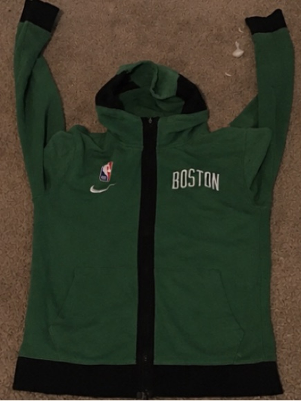 Nike Green and Black Boston NBA Zip Hoodie